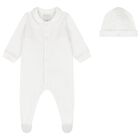 Beige Embroidered Teddy Bear Babygrow, 1, hi-res