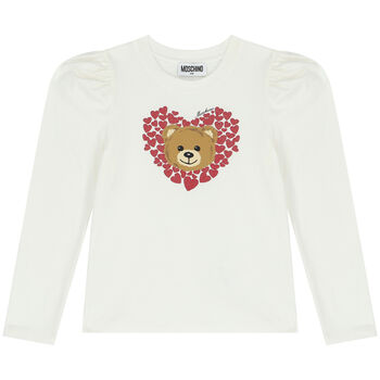 Girls Ivory Teddy Bear Long Sleeve Top
