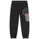 Boys Black & Green Logo Joggers, 1, hi-res