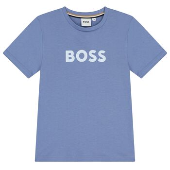 Boys Mini Me Blue Logo T-Shirt