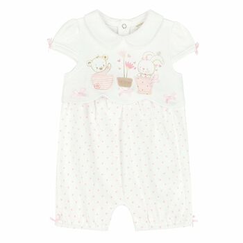 Baby Girls White & Pink Romper