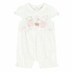 Baby Girls White & Pink Romper, 1, hi-res