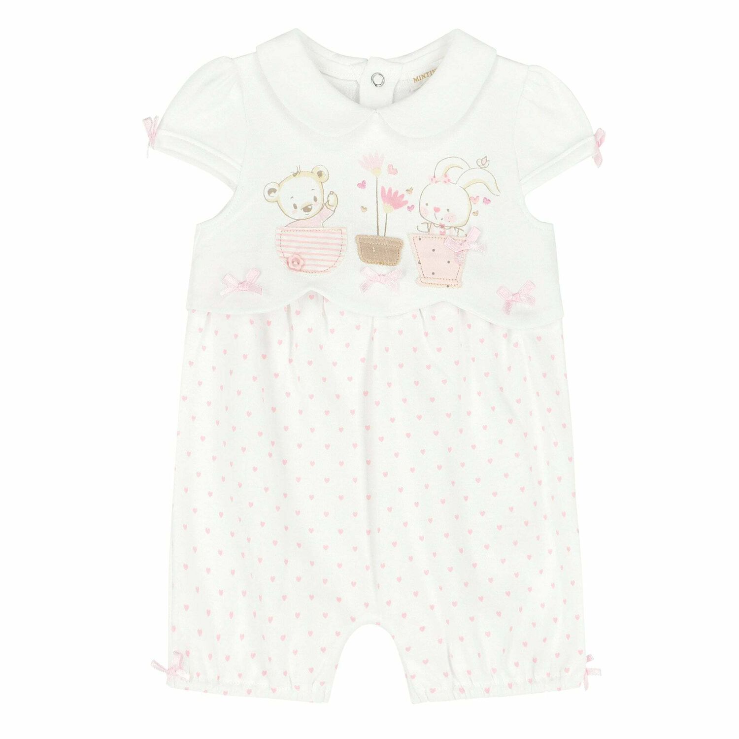 Baby Girls White & Pink Romper, 1, hi-res image number null