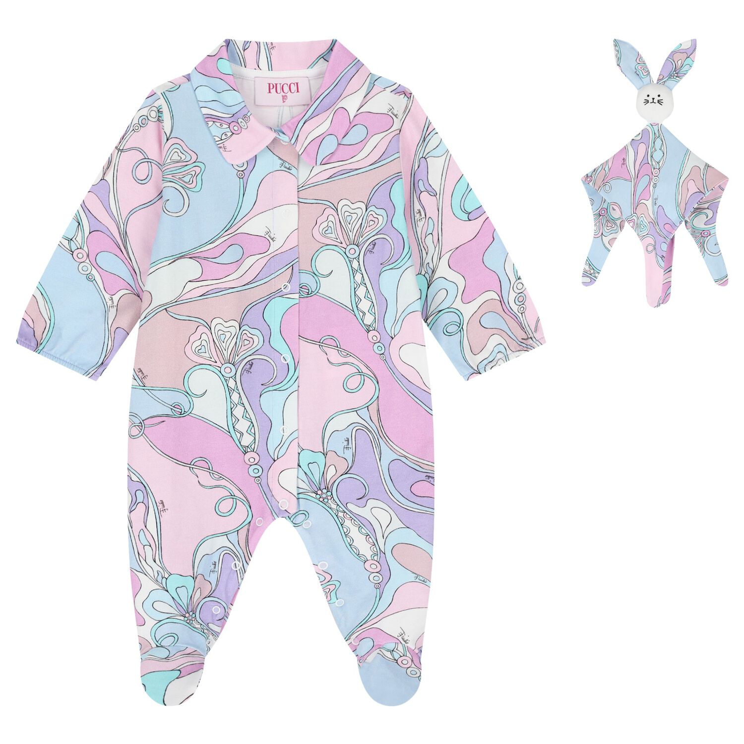 Baby Girls Pink & Blue Orchidee Babygrow Gift Set, 1, hi-res