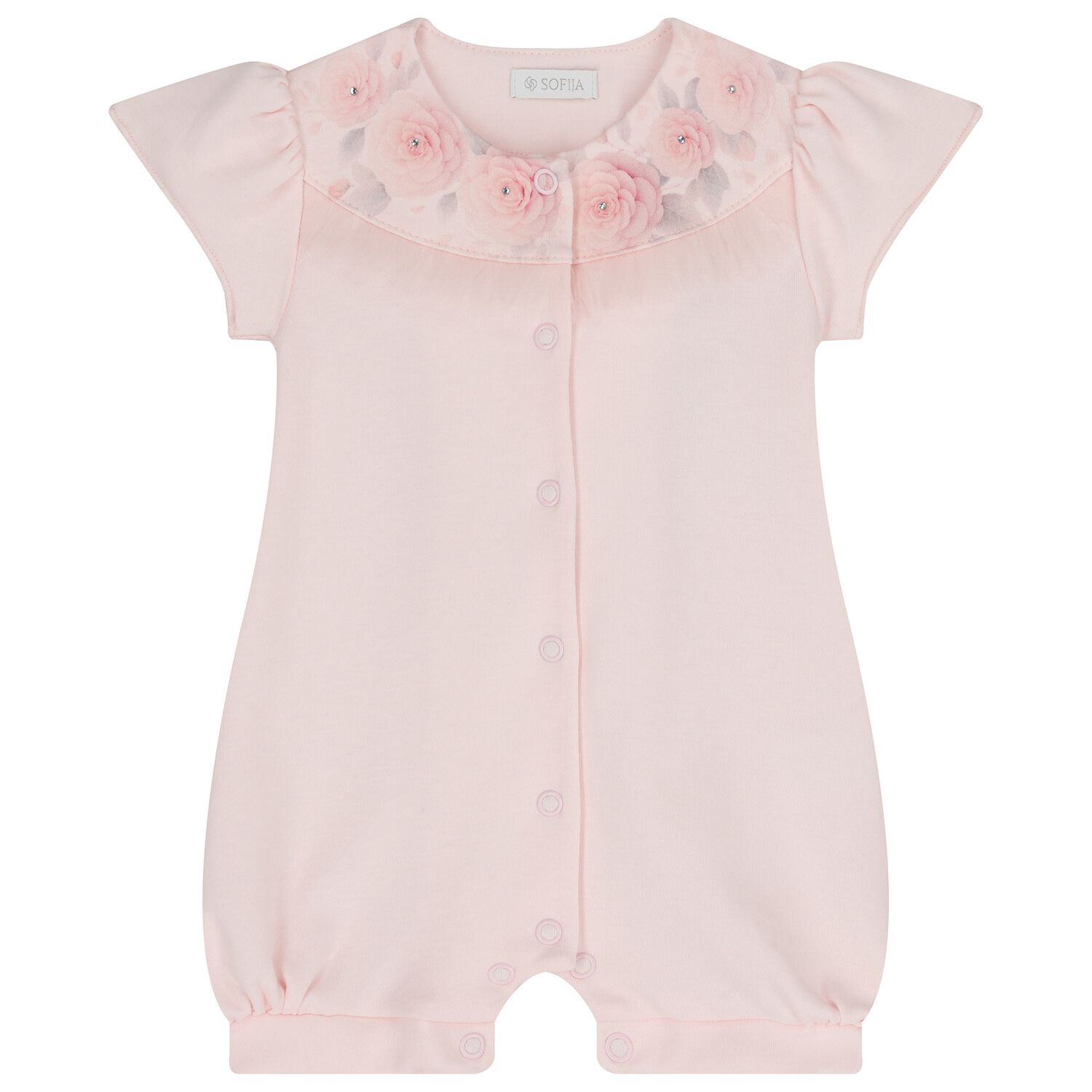 Baby Girls Pink Floral Romper, 1, hi-res
