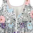 Girls Silver Sequin Mini Dress, 1, hi-res