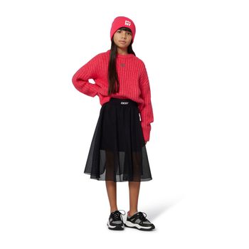 Girls Black Logo Mesh Skirt