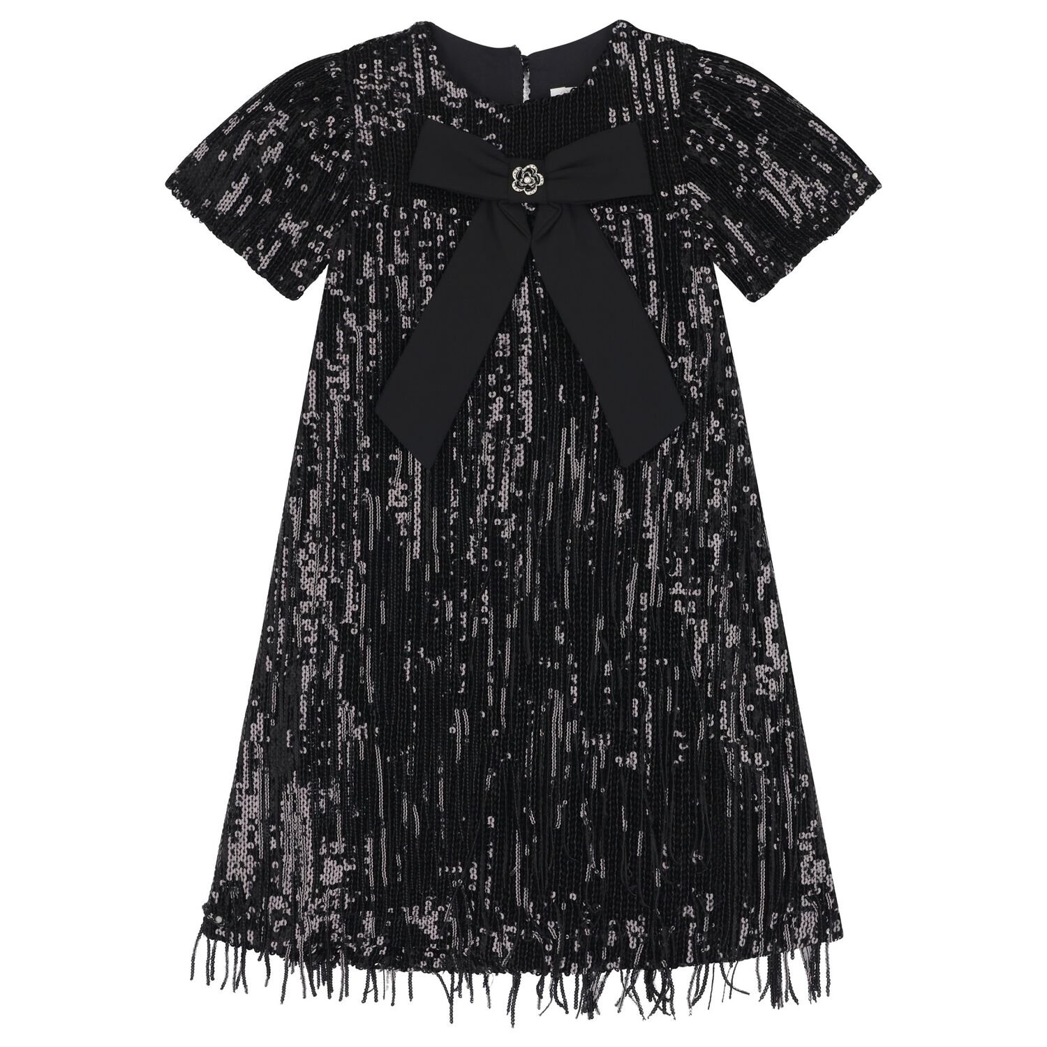 Girls Black Sequin Dress, 1, hi-res