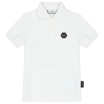 Boys White Logo Polo Shirt