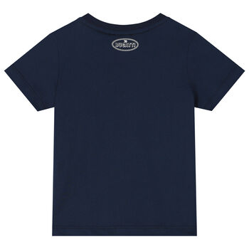 Younger Boys Navy, White & Red Logo T-Shirt