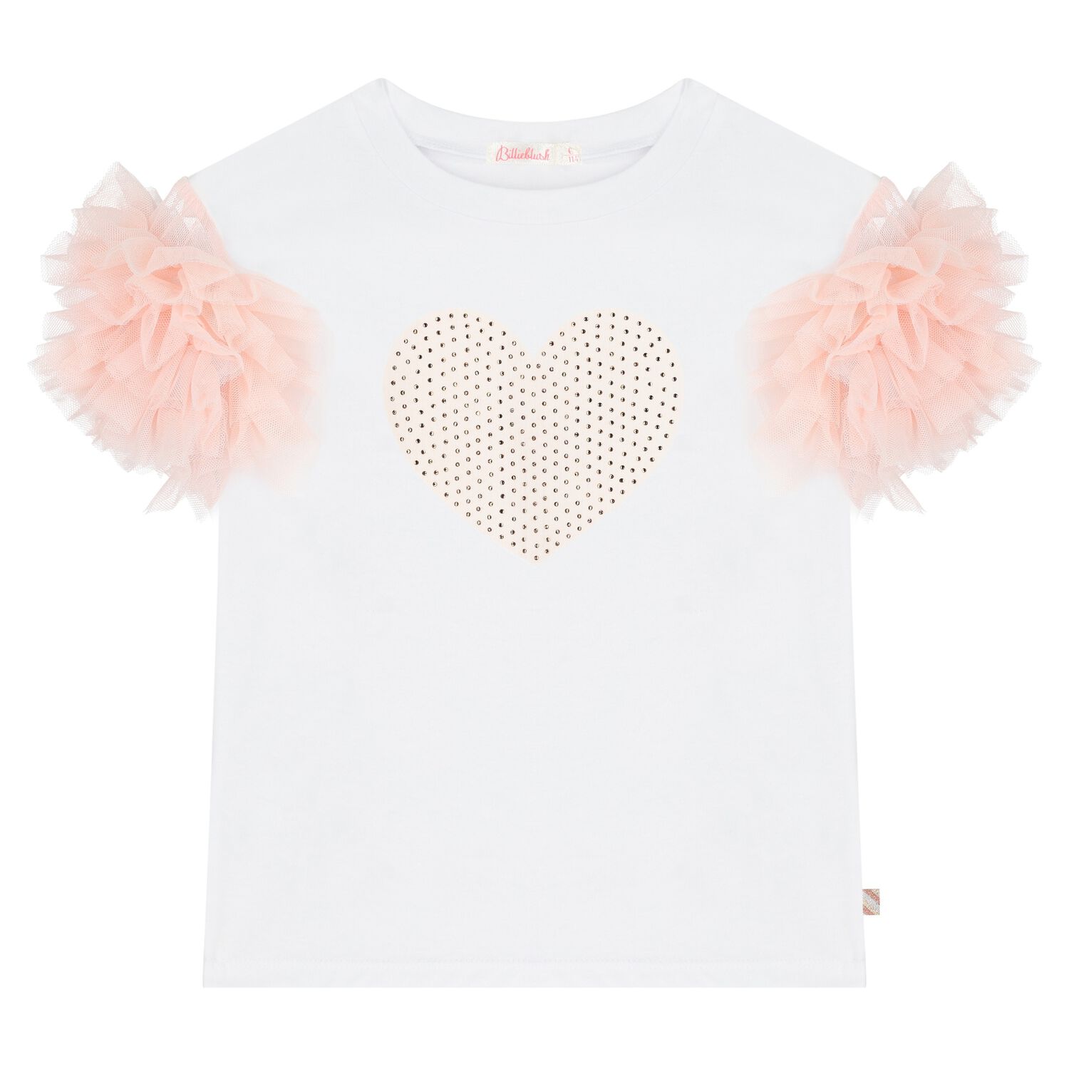 Girls White Ruffled Heart T-Shirt, 1, hi-res image number null