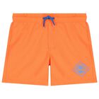 Boys Orange Logo Swim Shorts, 1, hi-res