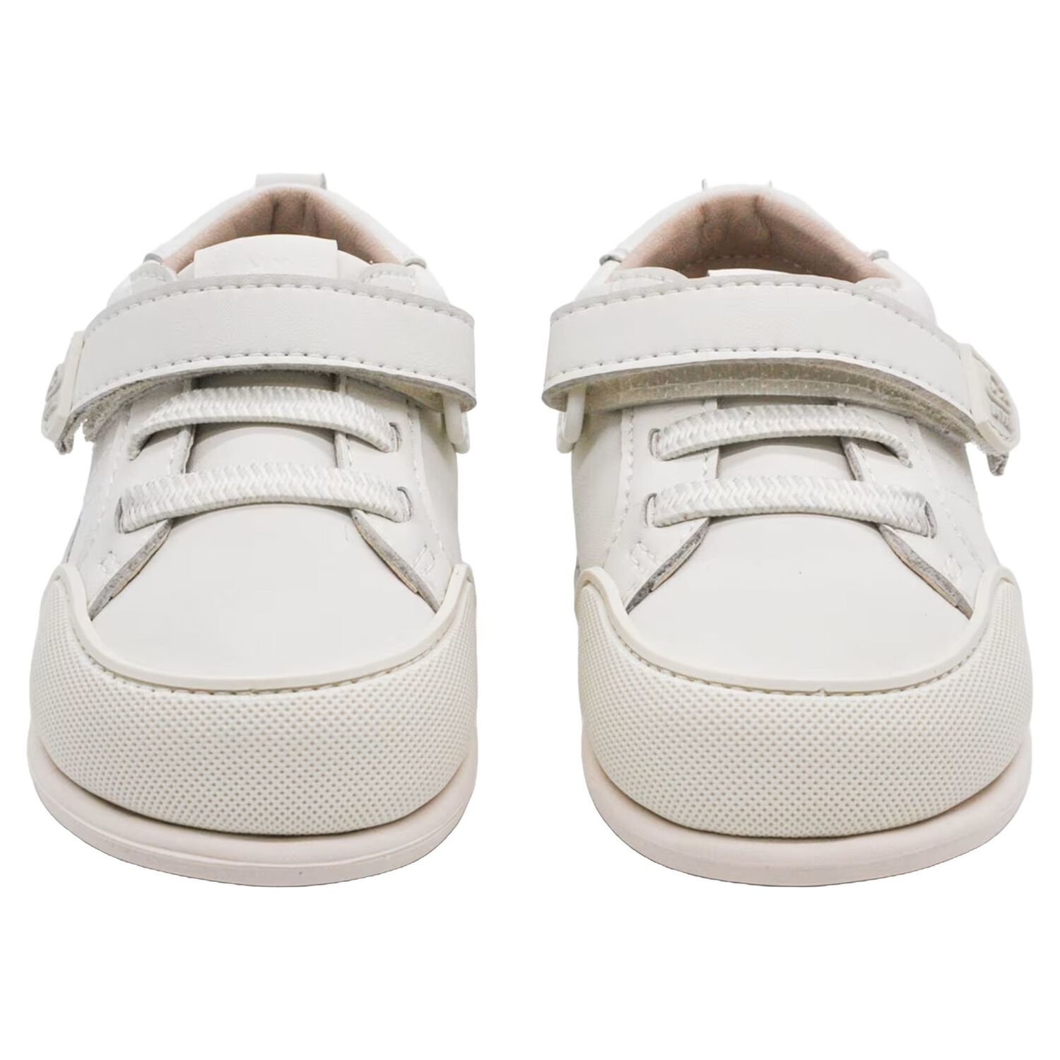 Younger Boys White Faux Leather Trainers, 2, hi-res