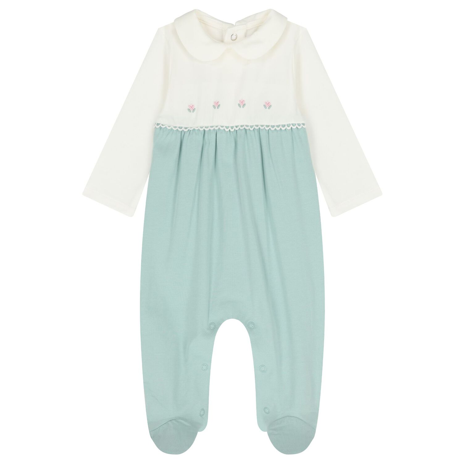 Baby Girls Ivory & Green Babygrows ( 2-Pack ), 2, hi-res