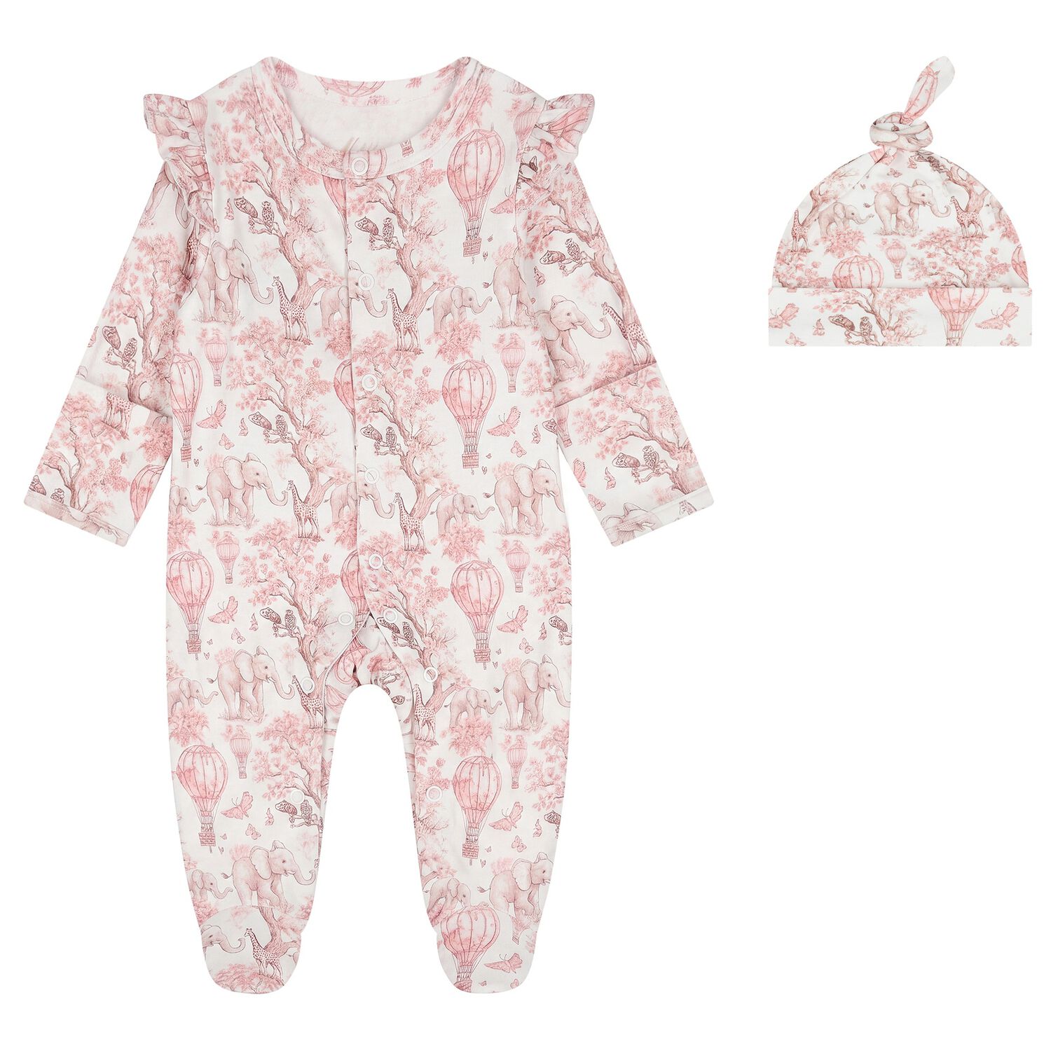Baby Girls White & Pink Africa Babygrow Gift Set  , 1, hi-res