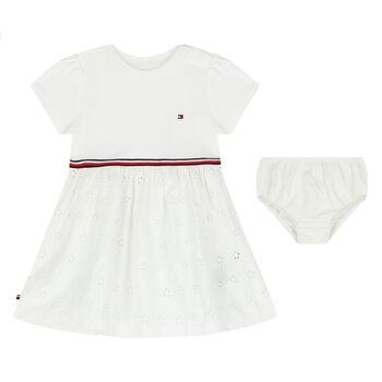 Baby Girls White Logo Dress Set