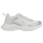 White & Silver Logo Trainers, 1, hi-res