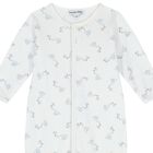 Baby Boys White & Blue Stork Print Babygrow, 1, hi-res