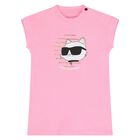 Girls Pink Choupette Logo Dress, 1, hi-res