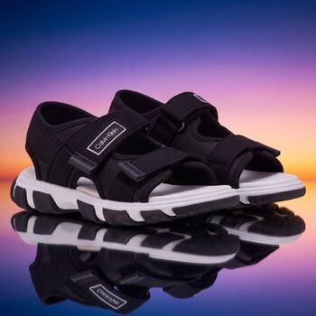 Boys Black Logo Sandals