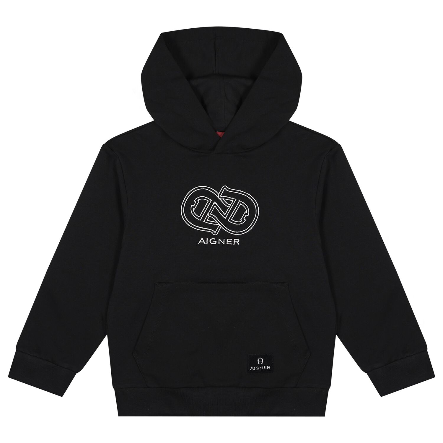 Boys Black Logo Hooded Top, 1, hi-res