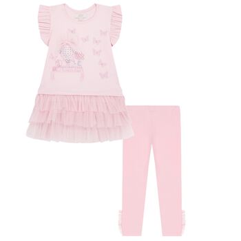 Girls Pink Pearl Leggings Set