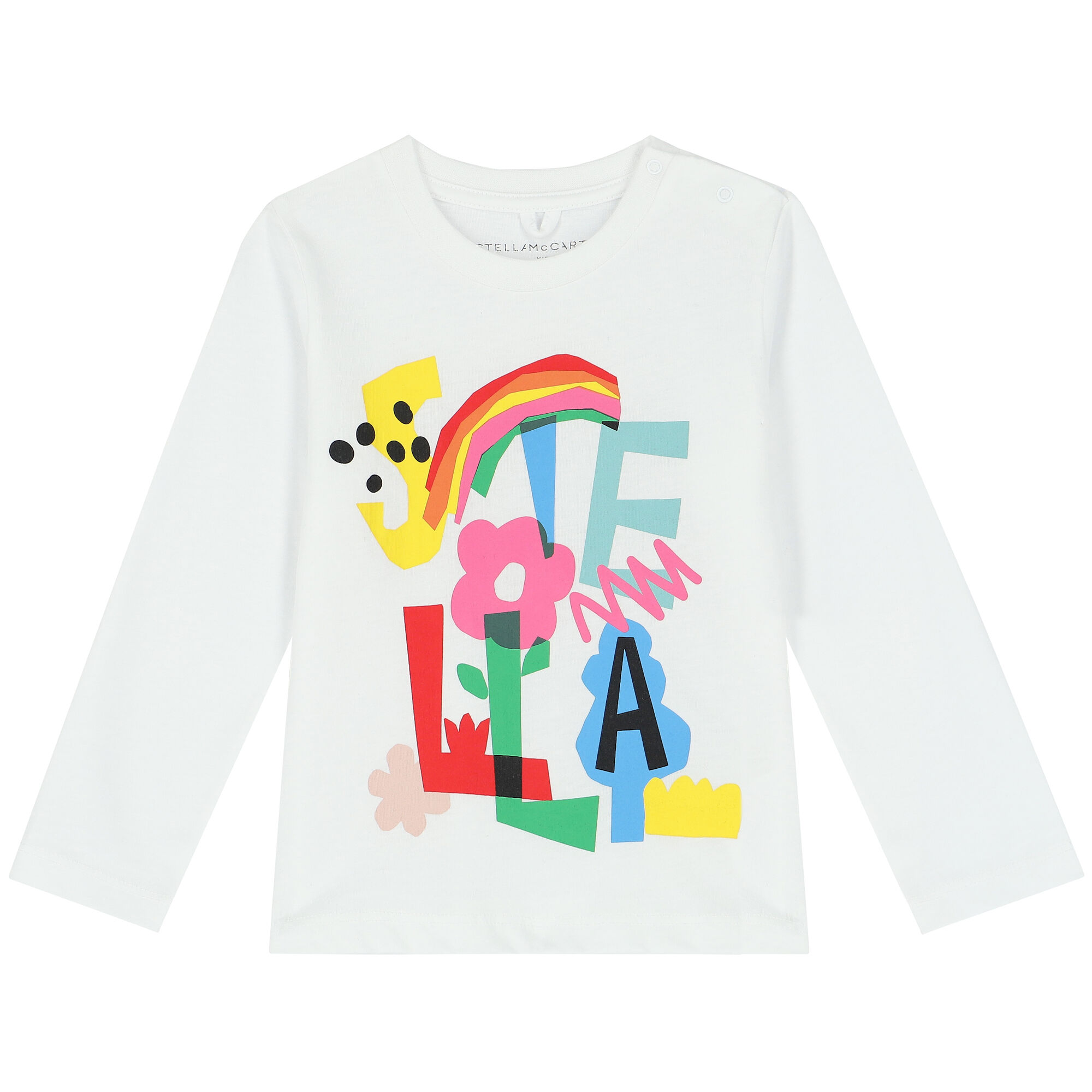 Stella McCartney Younger Girls White Logo Long Sleeve Top | Junior Couture  USA