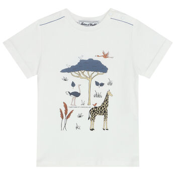 Younger Boys White Animals T-Shirt