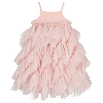 Girls Pink Tulle Ruffles Dress