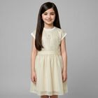 Girls Ivory & Gold Logo Dress, 1, hi-res