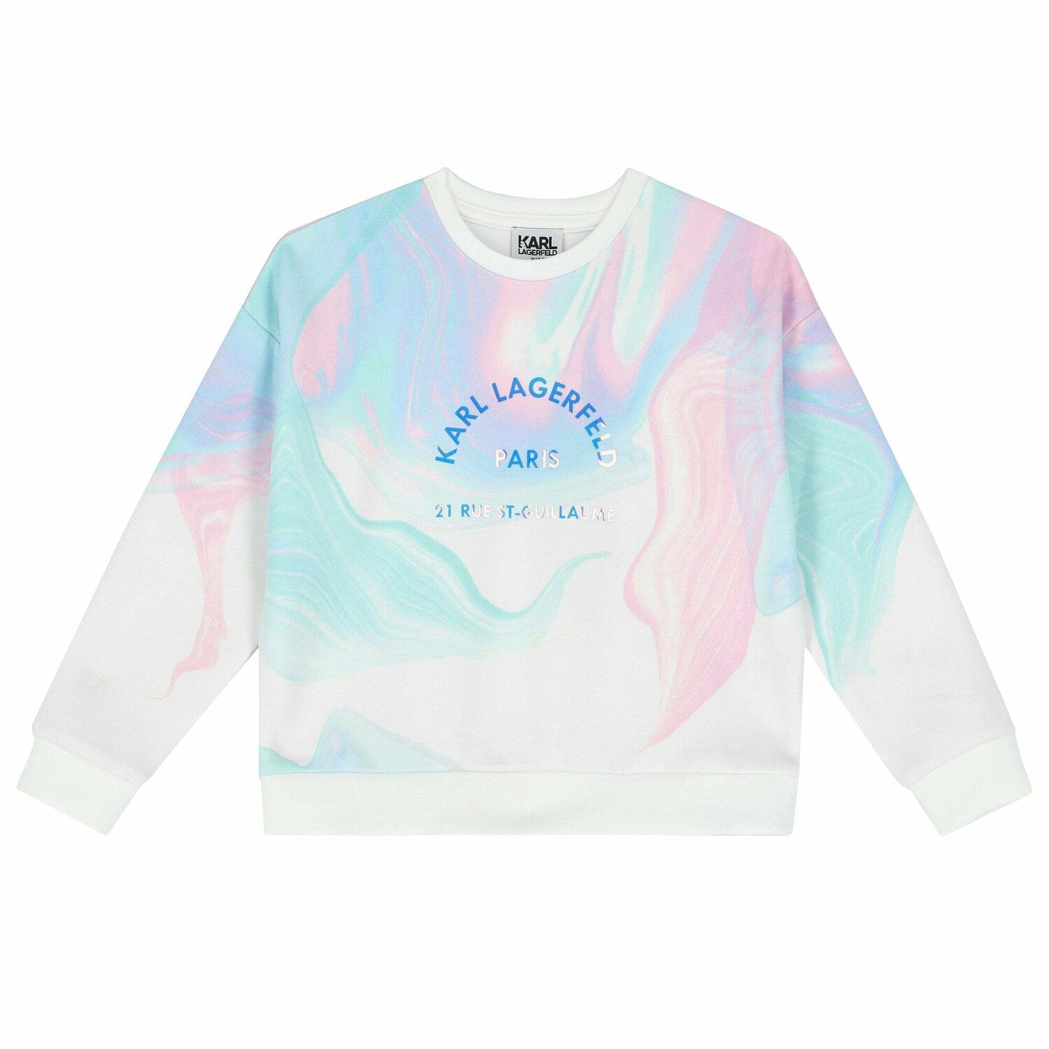 Girls White Logo Iridescent Sweatshirt, 1, hi-res image number null