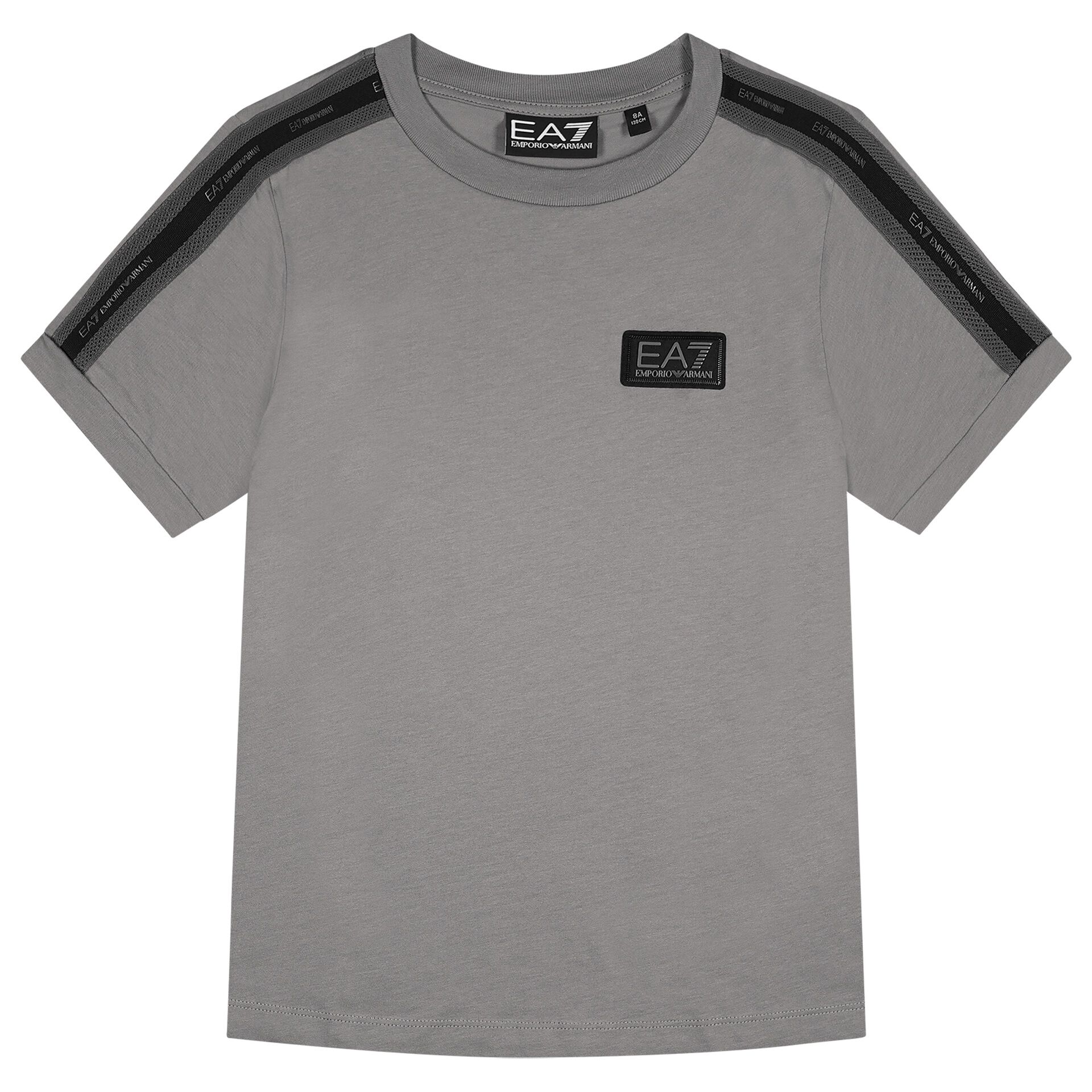 EA7 Emporio Armani Boys Grey & Black Logo Hooded Zip Up Top