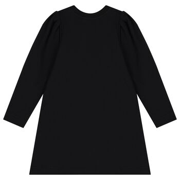 Girls Black Teddy Bear Logo Dress