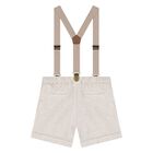 Baby Boys Beige & White Shorts Set, 1, hi-res