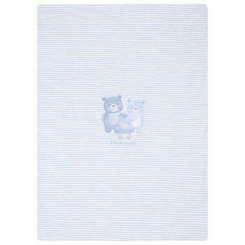 Baby Boys White & Blue Striped Blanket, 1 Baby Boys White & Blue Striped Blanket