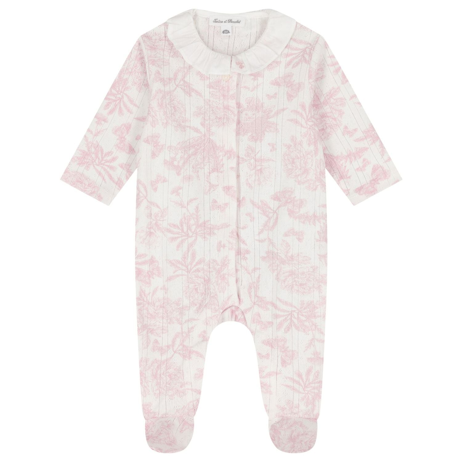 Baby Girls Pink & Ivory Toile De Jouy Babygrow Gift Set, 2, hi-res