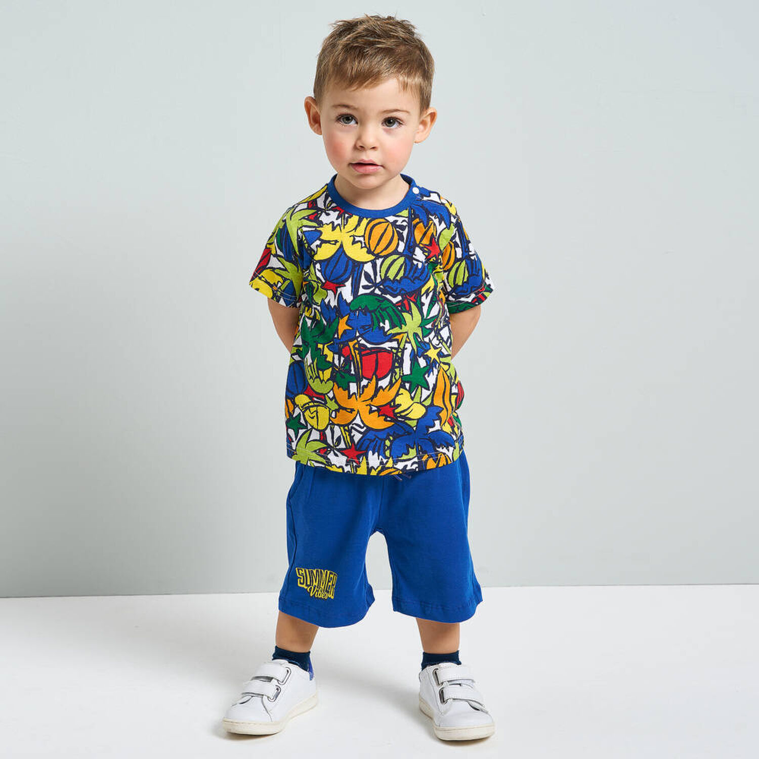Boys Multi-Coloured Shorts Set, 1, hi-res