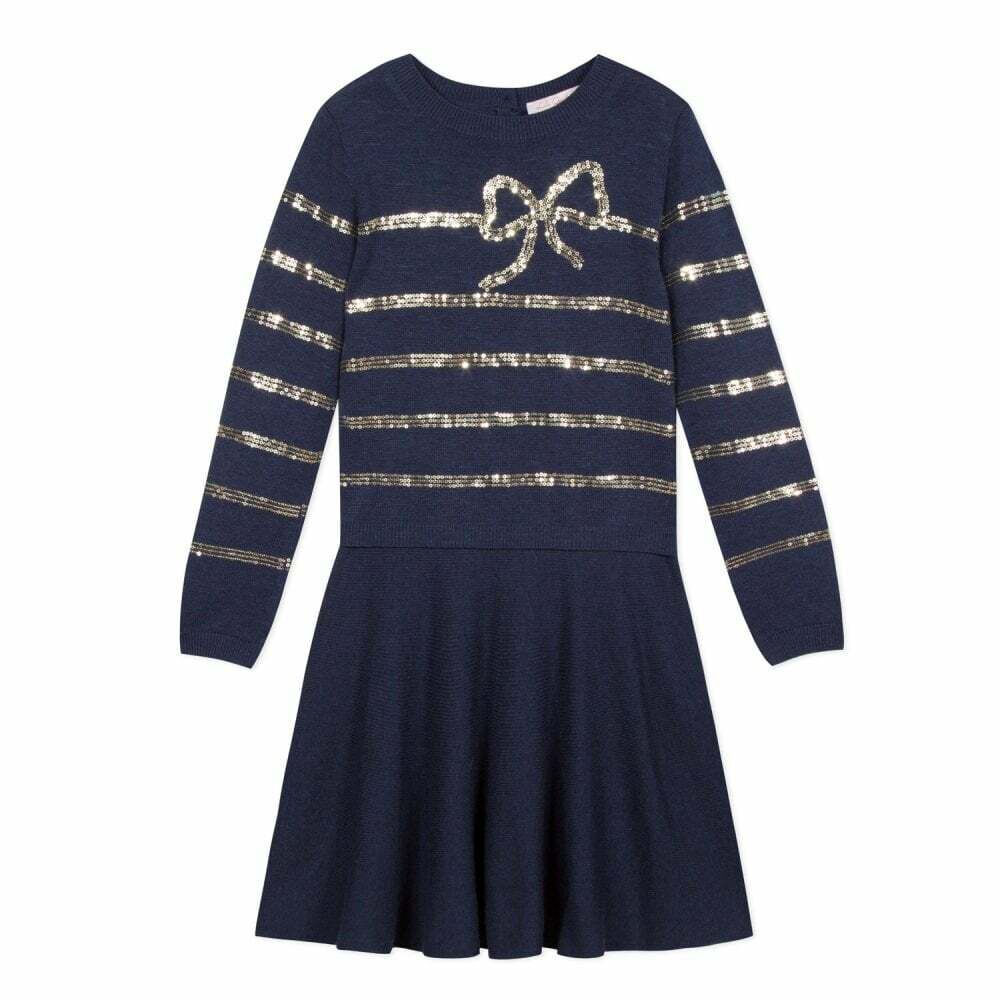 girls navy sweater dress