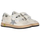 Girls Ivory & Silver Logo Trainers, 1, hi-res