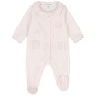Baby Girls Pink Striped Collar Babygrow, 3, hi-res