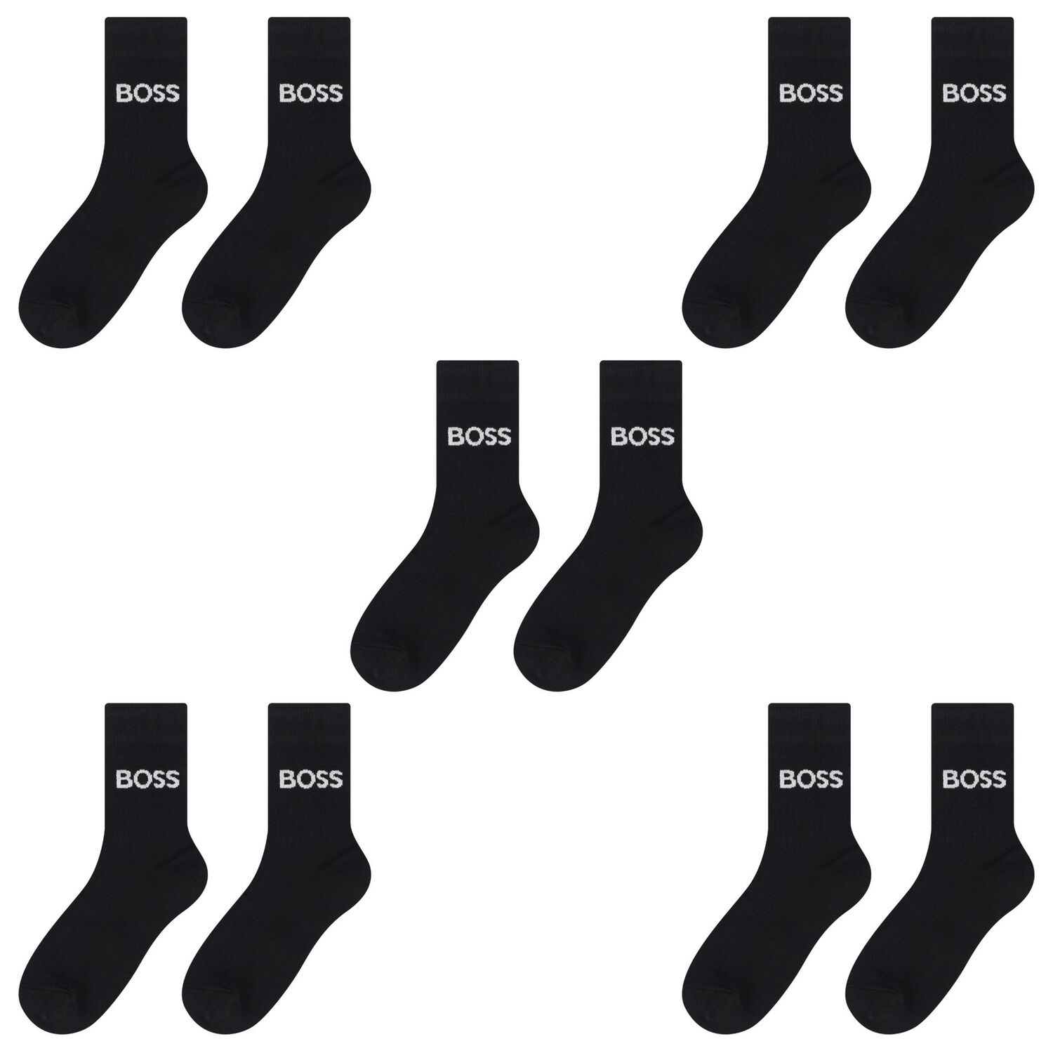 Black Logo Socks ( 5-Pack ), 1, hi-res