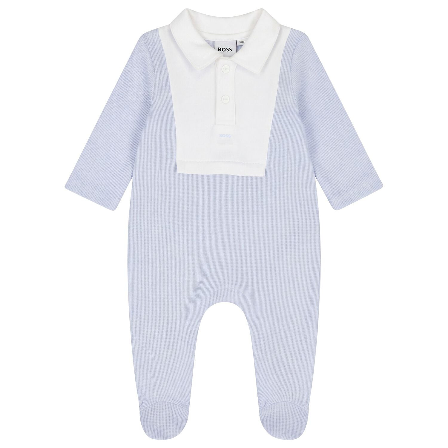 Baby Boys Blue & White Polo Babygrow, 1, hi-res