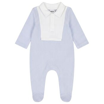 Baby Boys Blue & White Polo Babygrow