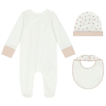 White & Beige Bunny Babygrow Gift Set