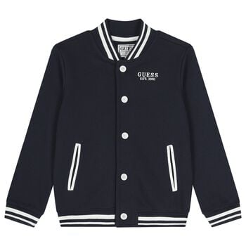 Boys Navy Blue Logo Bomber Jacket