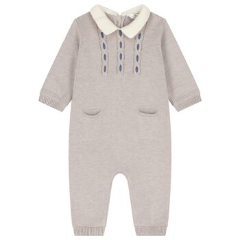 Baby Boys Beige Knitted Romper