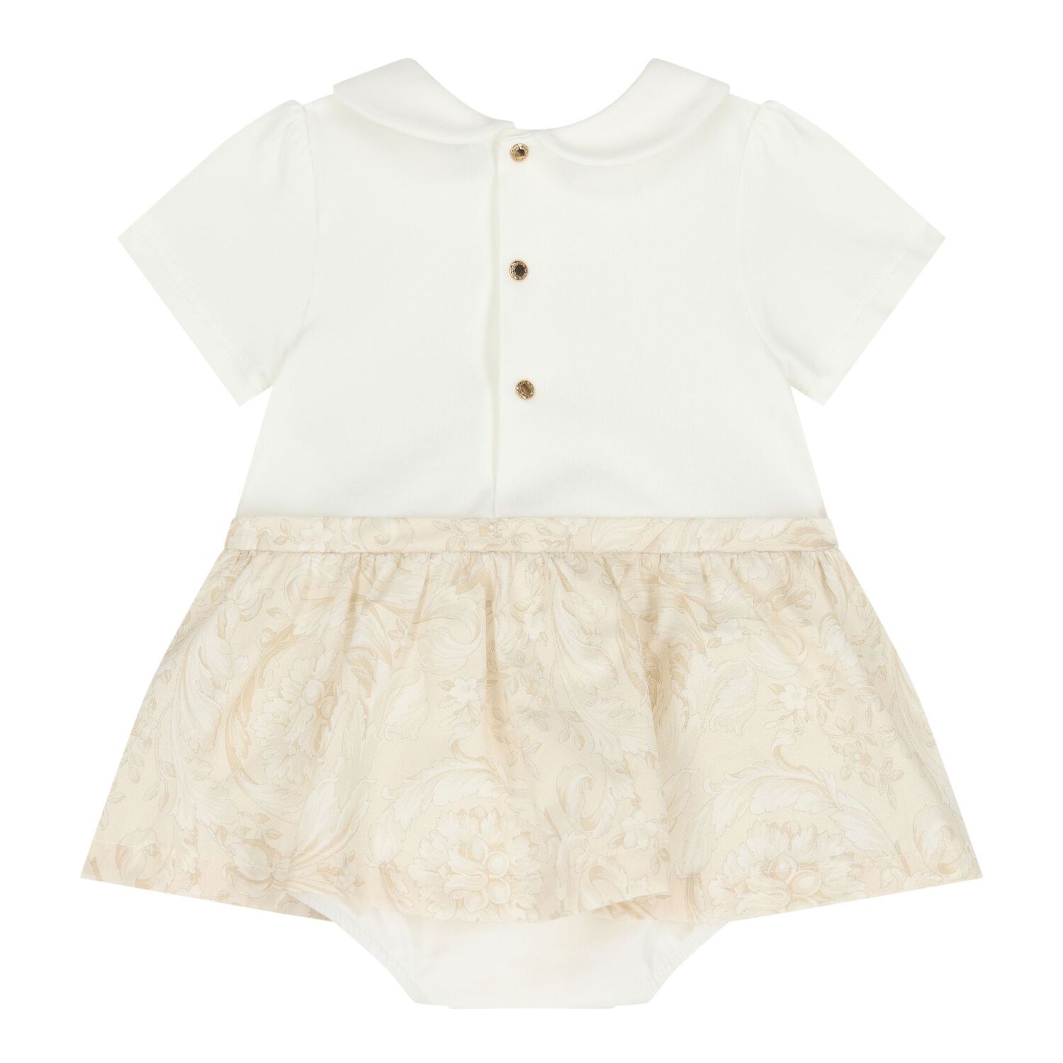 Baby Girls Ivory & Beige Whisper Barocco Dress, 1, hi-res