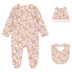 Baby Girls Pink & Gold Babygrow Gift Set (3 Piece), 2, hi-res