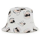 Baby Boys Beige & White Ikonik Karl Reversible Bucket Hat, 1, hi-res