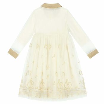 Girls Ivory & Gold Tulle Dress